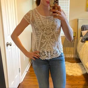 ultra flirt white lace top